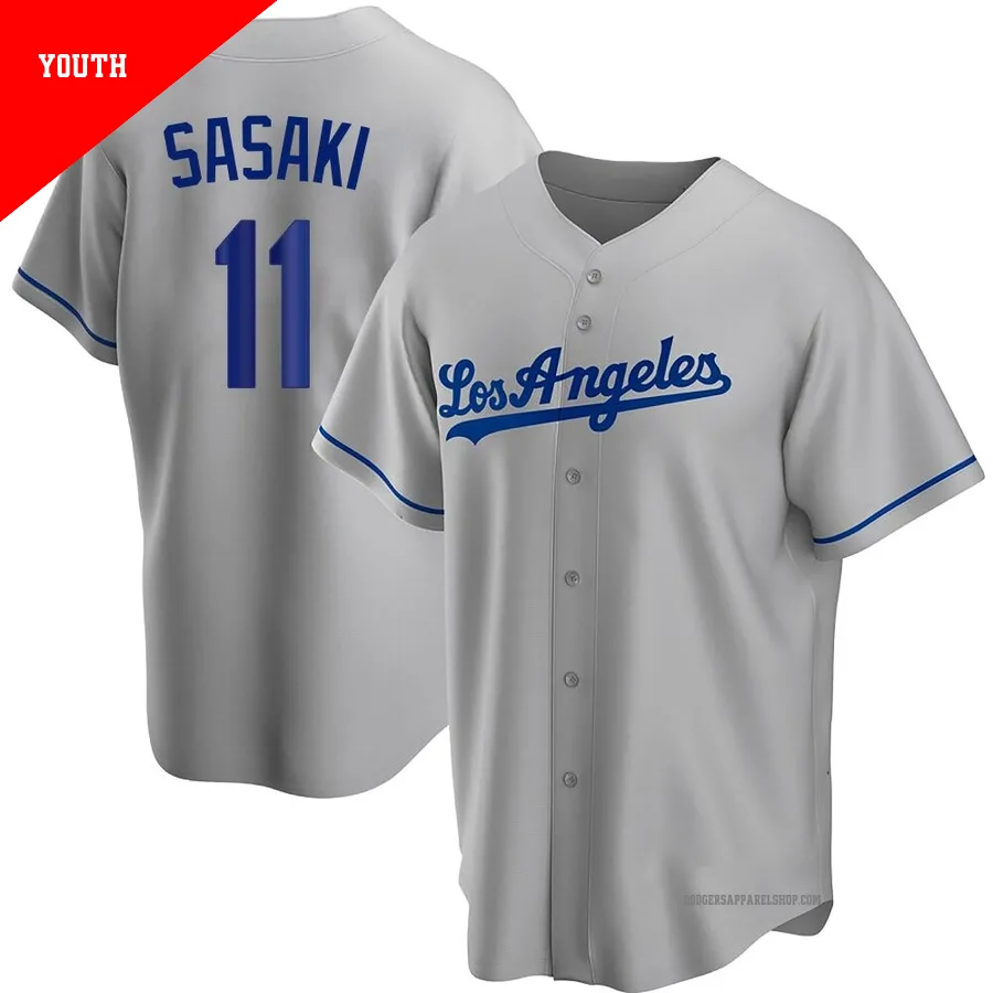 Youth Los Angeles Dodgers ＃11 Roki Sasaki Gray Replica Road Jersey