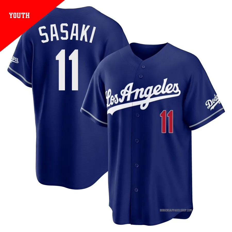 Youth Los Angeles Dodgers ＃11 Roki Sasaki Royal Limited Alternate Stadium Jersey