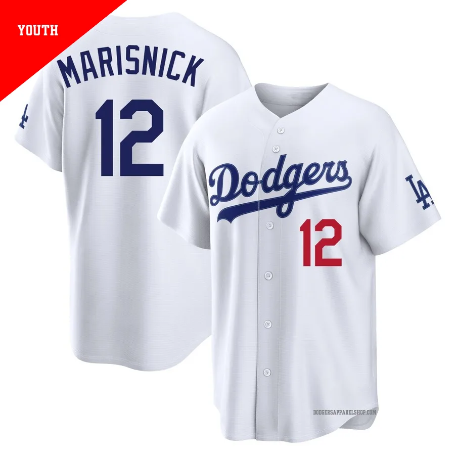 Youth Los Angeles Dodgers ＃12 Jake Marisnick White Limited Home Stadium Jersey
