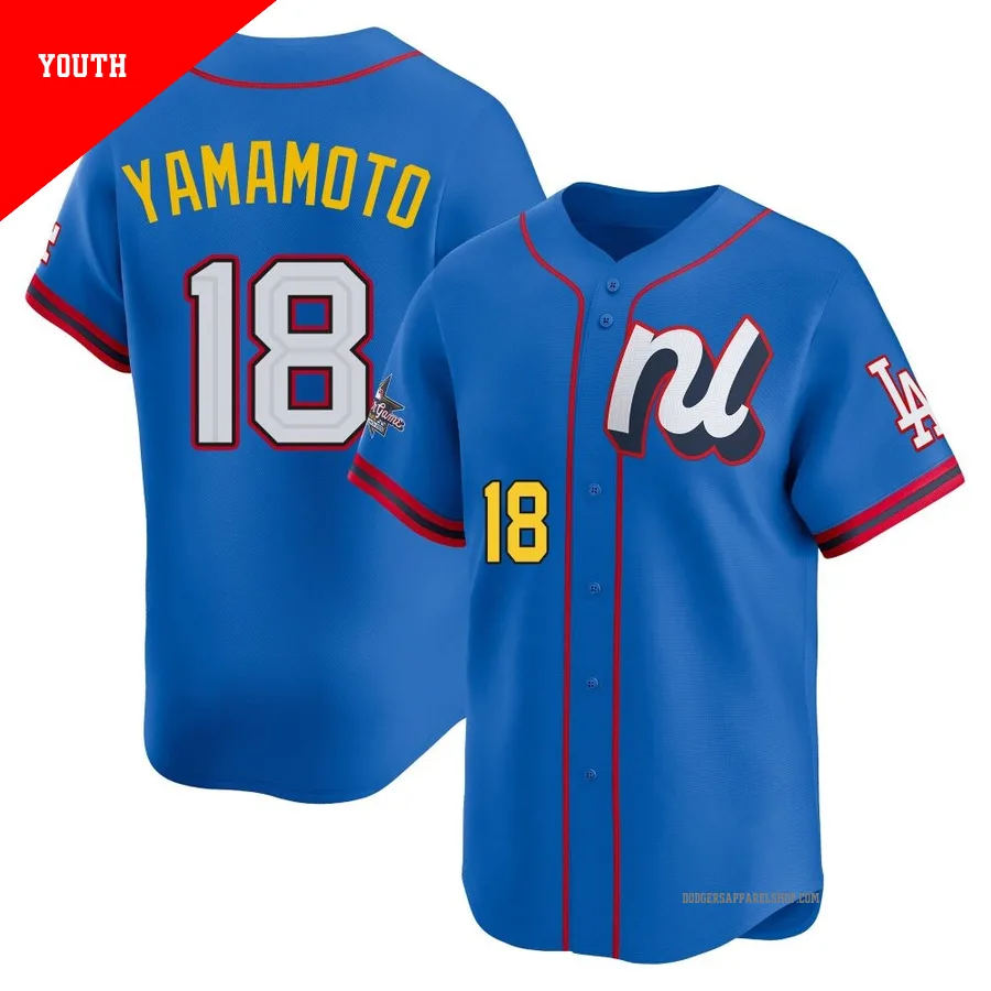 Youth Los Angeles Dodgers ＃18 Yoshinobu Yamamoto Blue Limited National League 2025 All-Star Edition Jersey