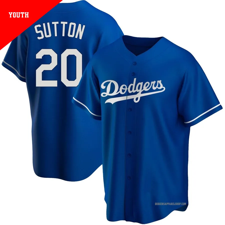 Youth Los Angeles Dodgers ＃20 Don Sutton Royal Replica Alternate Jersey