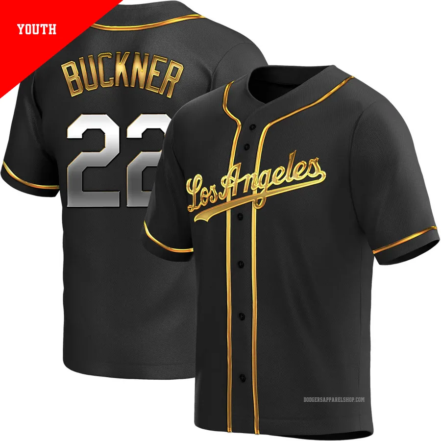 Youth Los Angeles Dodgers ＃22 Bill Buckner Gold Replica Black en Alternate Jersey