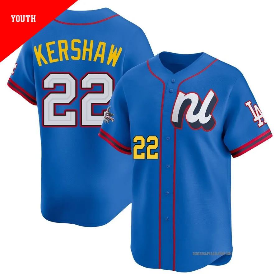 Youth Los Angeles Dodgers ＃22 Clayton Kershaw Blue Limited National League 2025 All-Star Edition Jersey