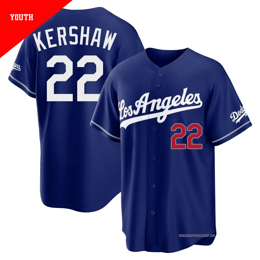 Youth Los Angeles Dodgers ＃22 Clayton Kershaw Royal Limited Alternate Stadium Jersey