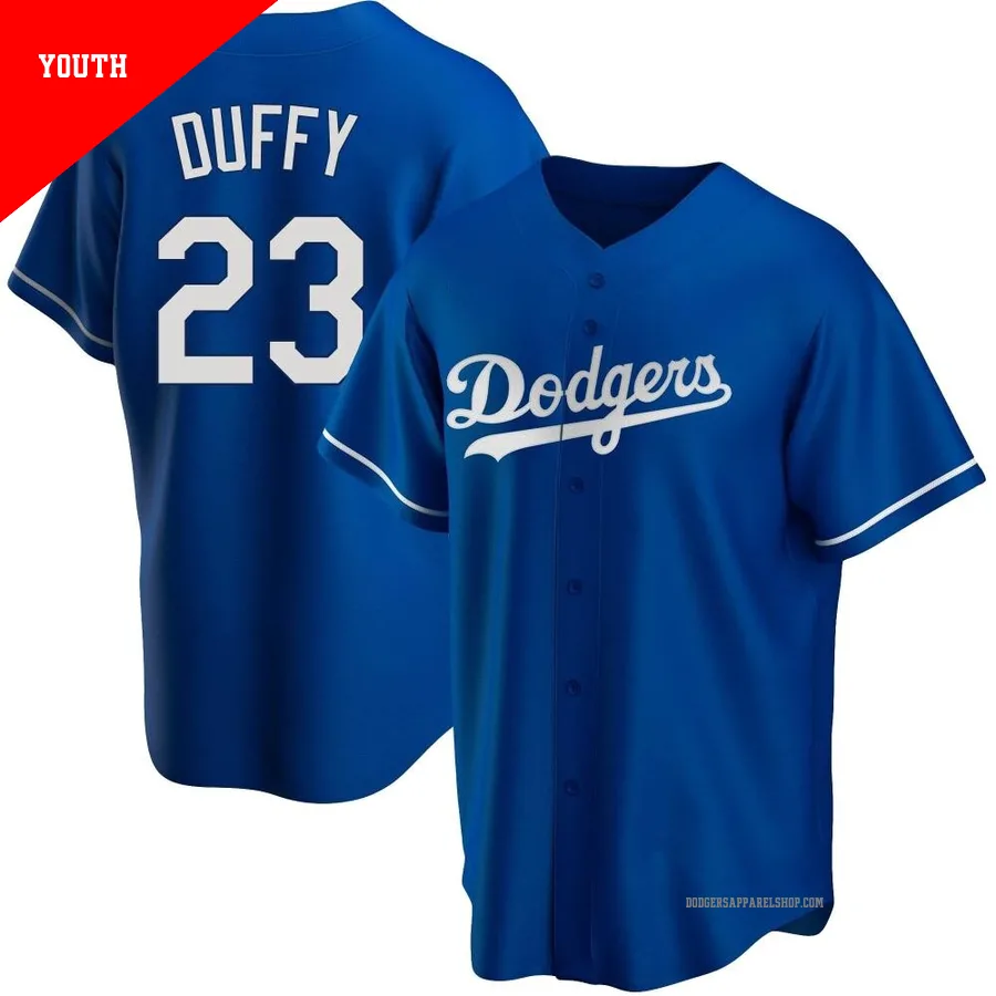 Youth Los Angeles Dodgers ＃23 Danny Duffy Royal Replica Alternate Jersey