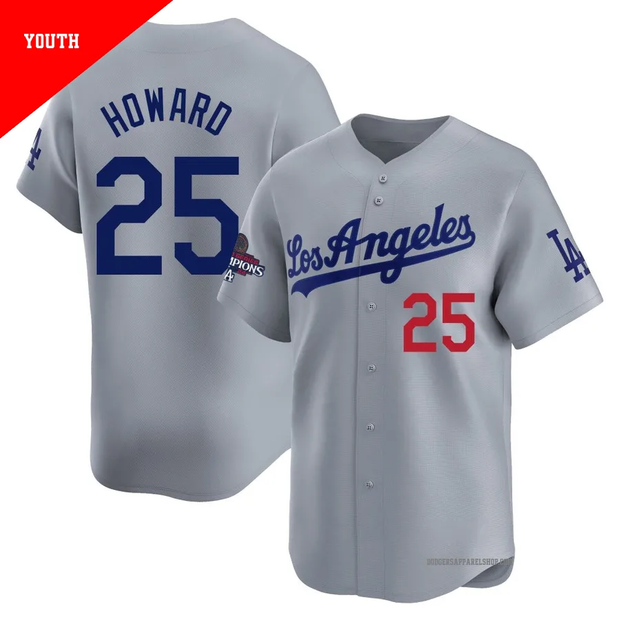 Youth Los Angeles Dodgers ＃25 Frank Howard Gray Limited Away World Series Champions Jersey