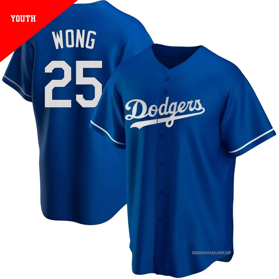 Youth Los Angeles Dodgers ＃25 Kolten Wong Royal Replica Alternate Jersey