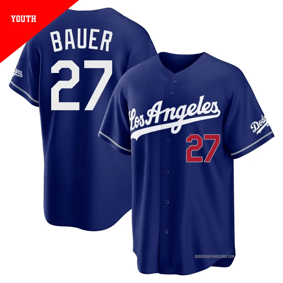 Youth Los Angeles Dodgers ＃27 Trevor Bauer Royal Limited Alternate Stadium Jersey