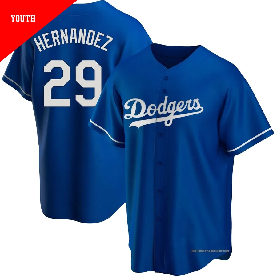 Youth Los Angeles Dodgers ＃29 Jonathan Hernandez Royal Replica Alternate Jersey