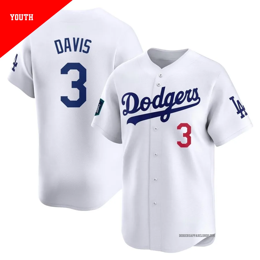 Youth Los Angeles Dodgers ＃3 Willie Davis White Limited 2024 World Tour Seoul Series Home Jersey