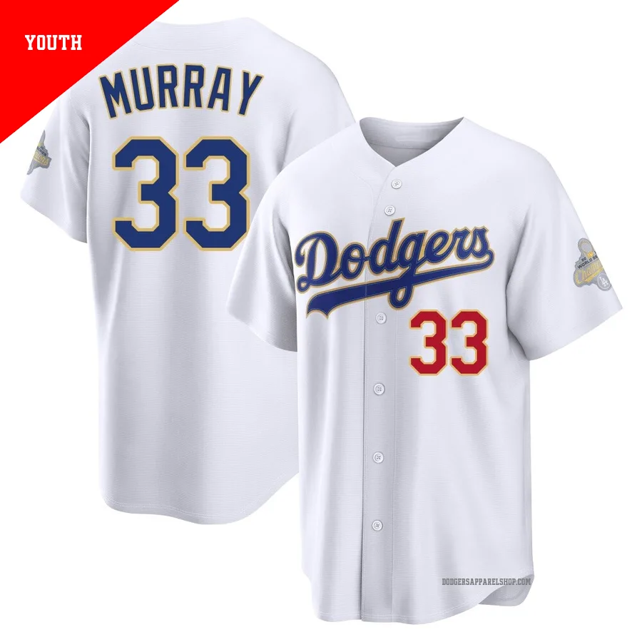 Youth Los Angeles Dodgers ＃33 Eddie Murray Gold Limited White 2026 Collection Stadium Jersey