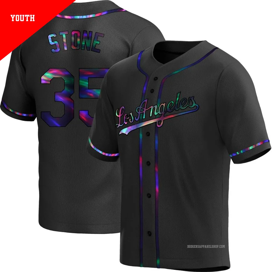 Youth Los Angeles Dodgers ＃35 Gavin Stone Black Replica Holographic Alternate Jersey