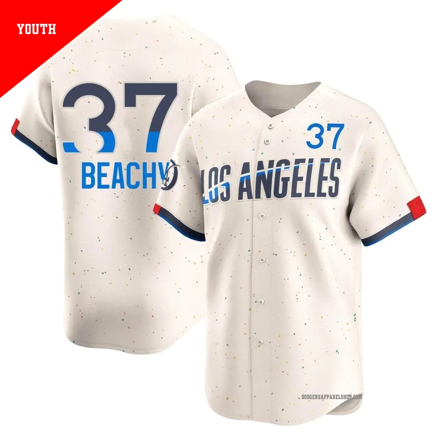Youth Los Angeles Dodgers ＃37 Brandon Beachy Cream Limited 2024 City Connect Jersey