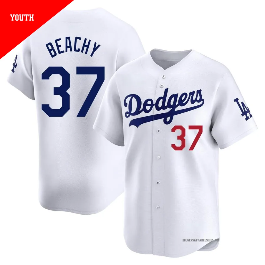 Youth Los Angeles Dodgers ＃37 Brandon Beachy White Limited Home Jersey
