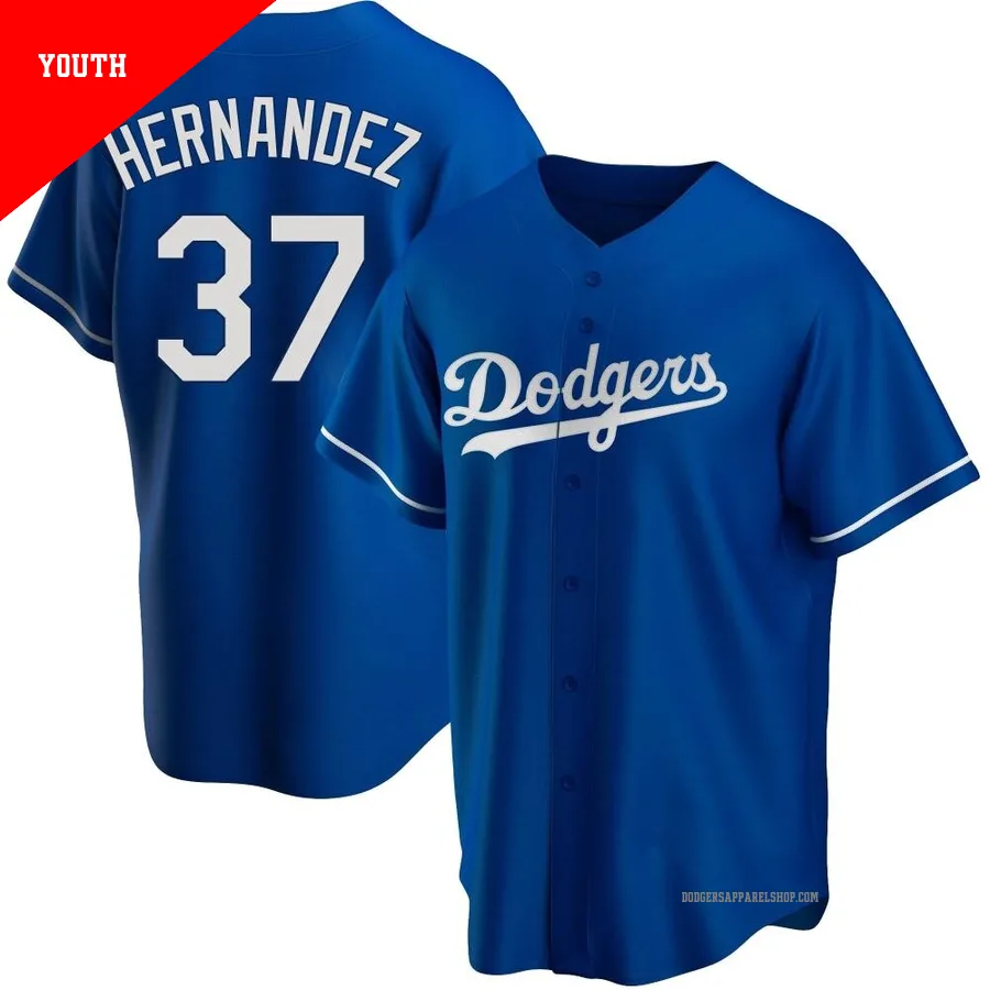 Youth Los Angeles Dodgers ＃37 Teoscar Hernandez Royal Replica Alternate Jersey