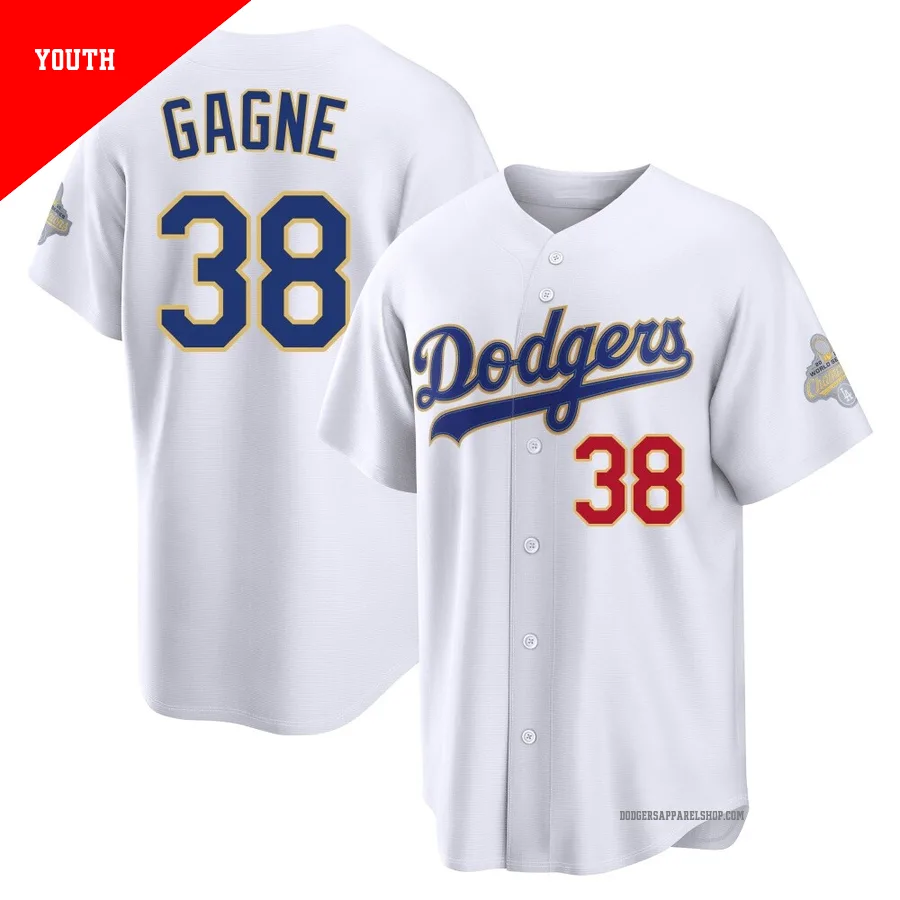 Youth Los Angeles Dodgers ＃38 Eric Gagne Gold Limited White 2026 Collection Stadium Jersey