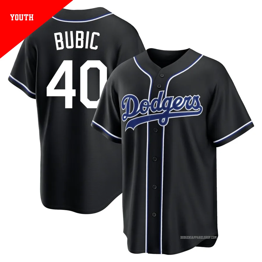 Youth Los Angeles Dodgers ＃40 Kris Bubic Black Replica Fashion Out Jersey