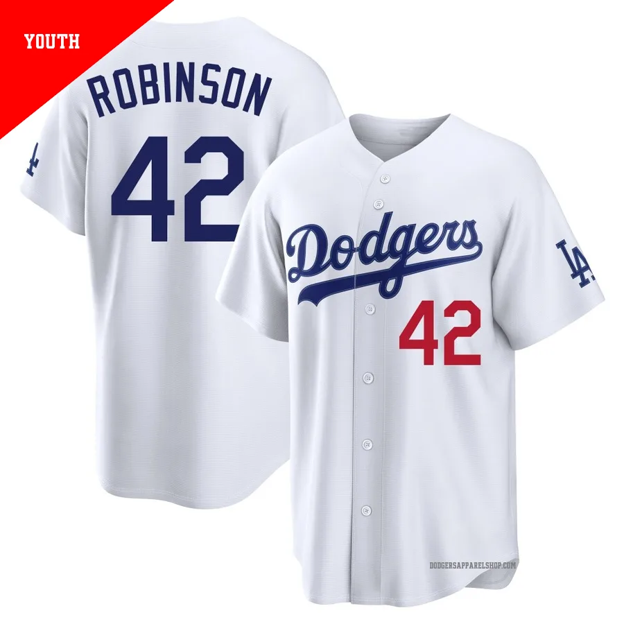 Youth Los Angeles Dodgers ＃42 Jackie Robinson White Limited Home Stadium Jersey