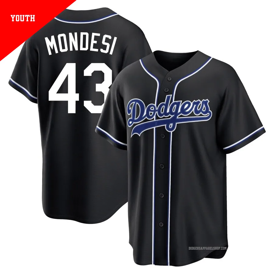 Youth Los Angeles Dodgers ＃43 Raul Mondesi Black Replica Fashion Out Jersey