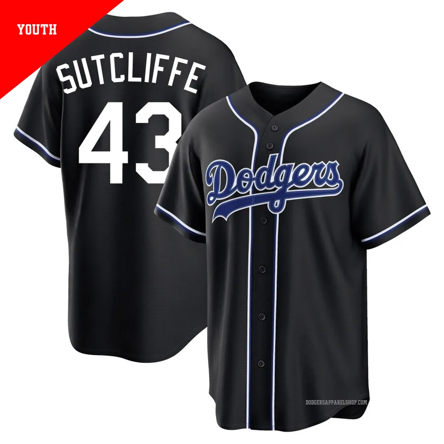 Youth Los Angeles Dodgers ＃43 Rick Sutcliffe Black Replica Fashion Out Jersey
