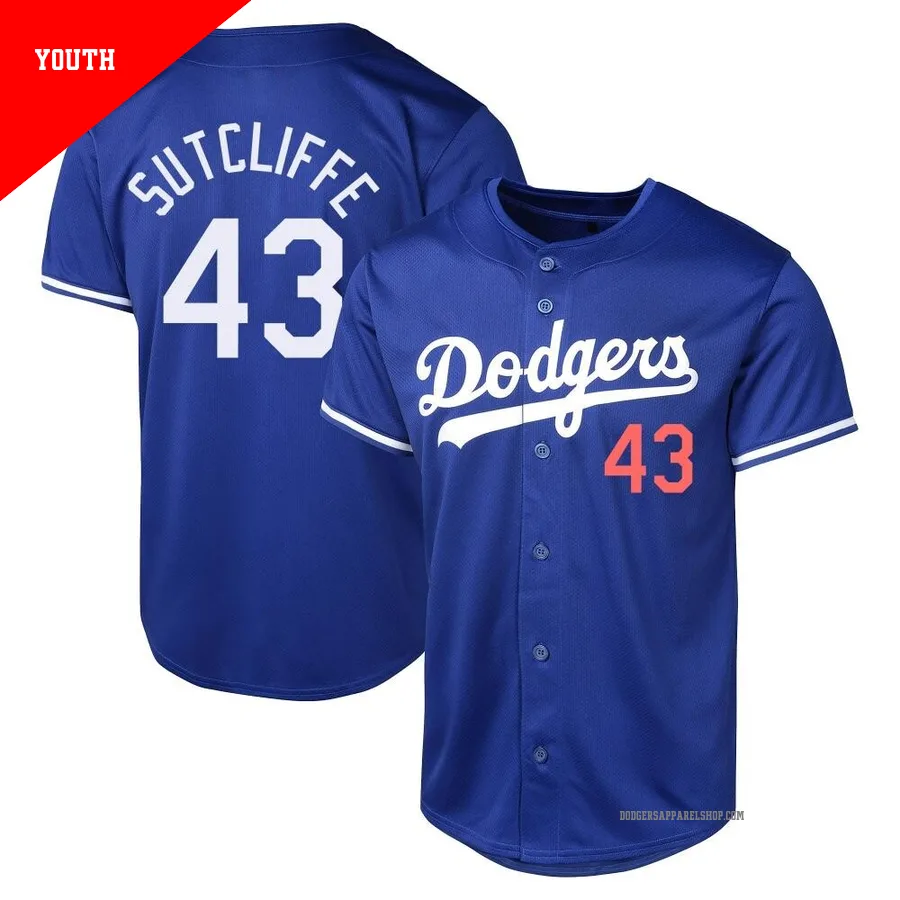 Youth Los Angeles Dodgers ＃43 Rick Sutcliffe Royal Limited Alternate Jersey