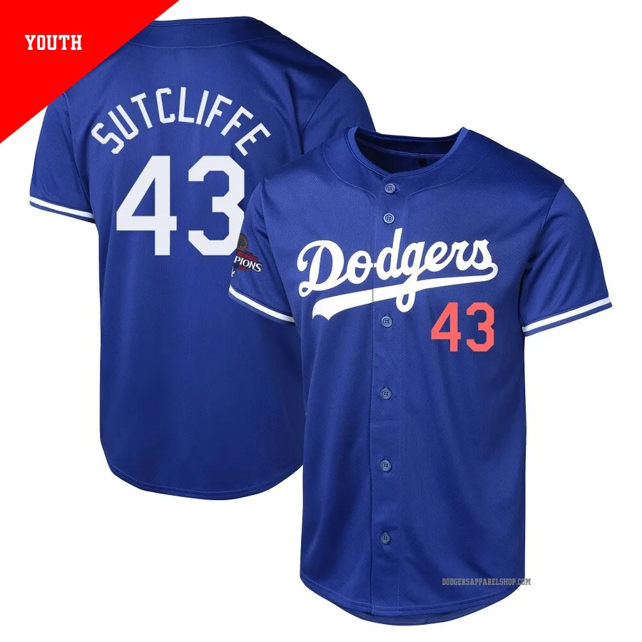 Youth Los Angeles Dodgers ＃43 Rick Sutcliffe Royal Limited Alternate World Series Champions Jersey