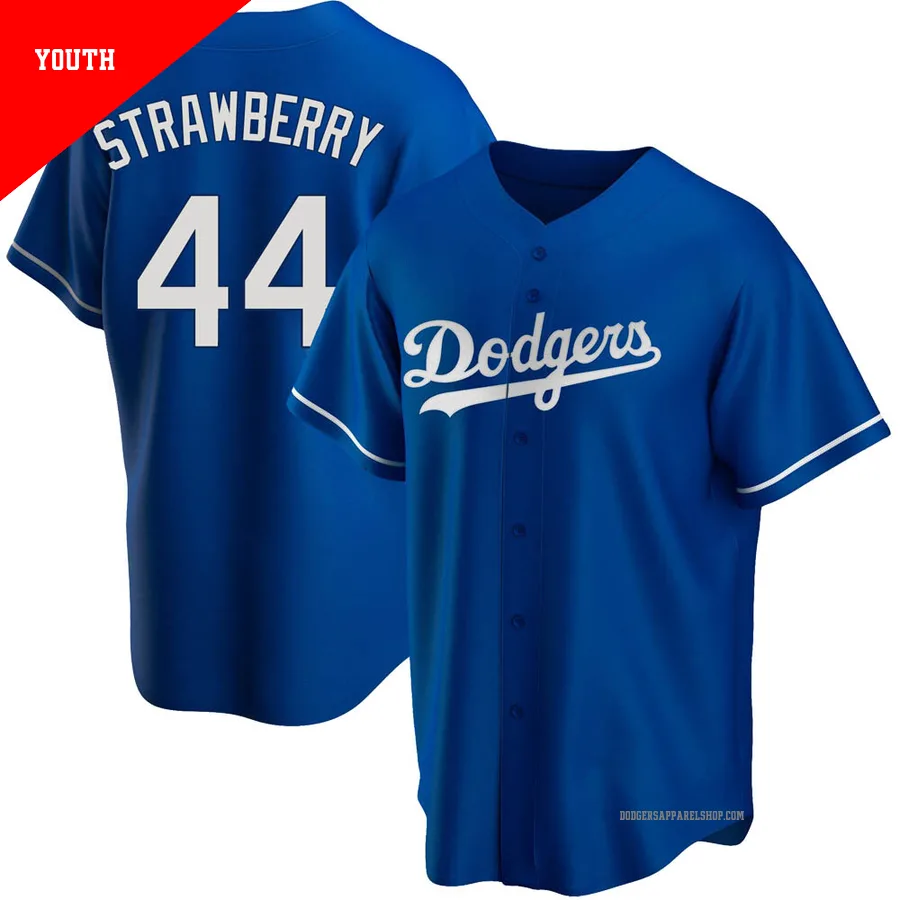 Youth Los Angeles Dodgers ＃44 Darryl Strawberry Royal Replica Alternate Jersey