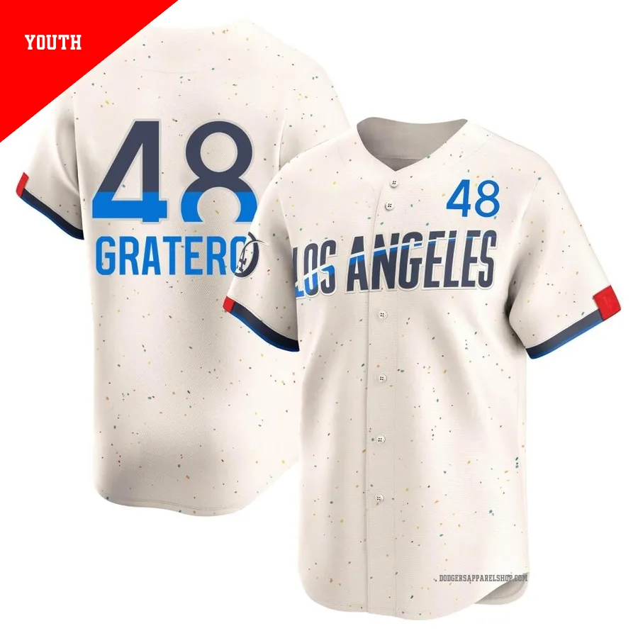 Youth Los Angeles Dodgers ＃48 Brusdar Graterol Cream Limited 2024 City Connect Jersey