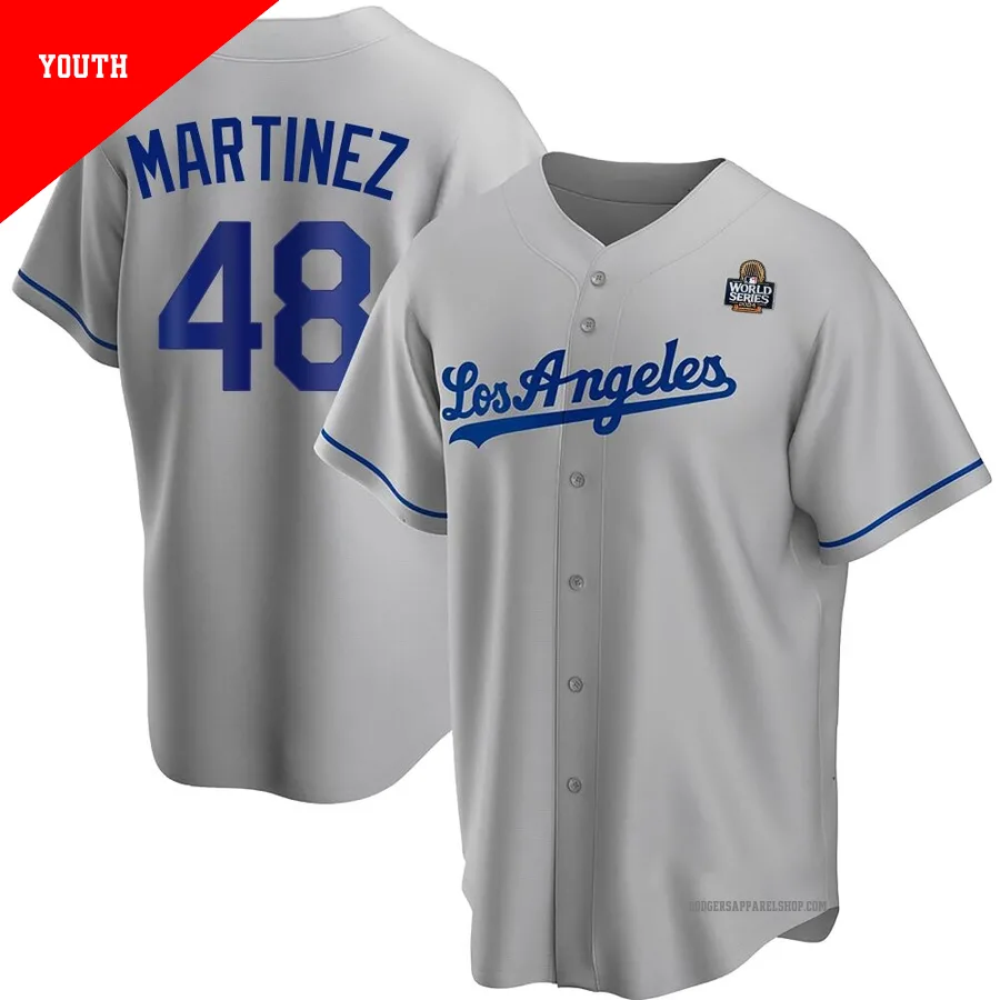 Youth Los Angeles Dodgers ＃48 Ramon Martinez Gray Replica Road 2024 World Series Jersey
