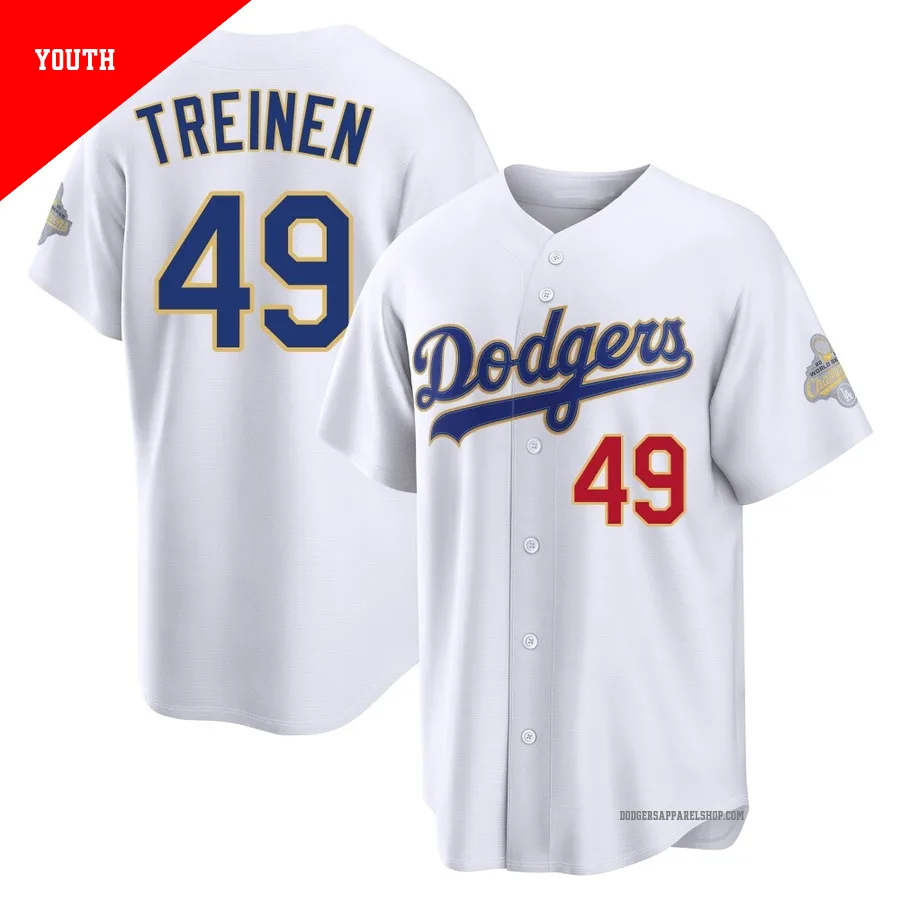 Youth Los Angeles Dodgers ＃49 Blake Treinen Gold Limited White 2026 Collection Stadium Jersey