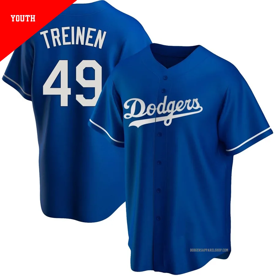 Youth Los Angeles Dodgers ＃49 Blake Treinen Royal Replica Alternate Jersey