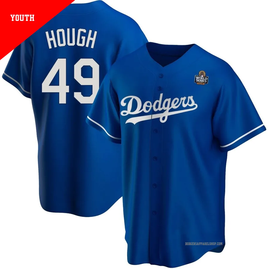Youth Los Angeles Dodgers ＃49 Charlie Hough Royal Replica Alternate 2024 World Series Jersey