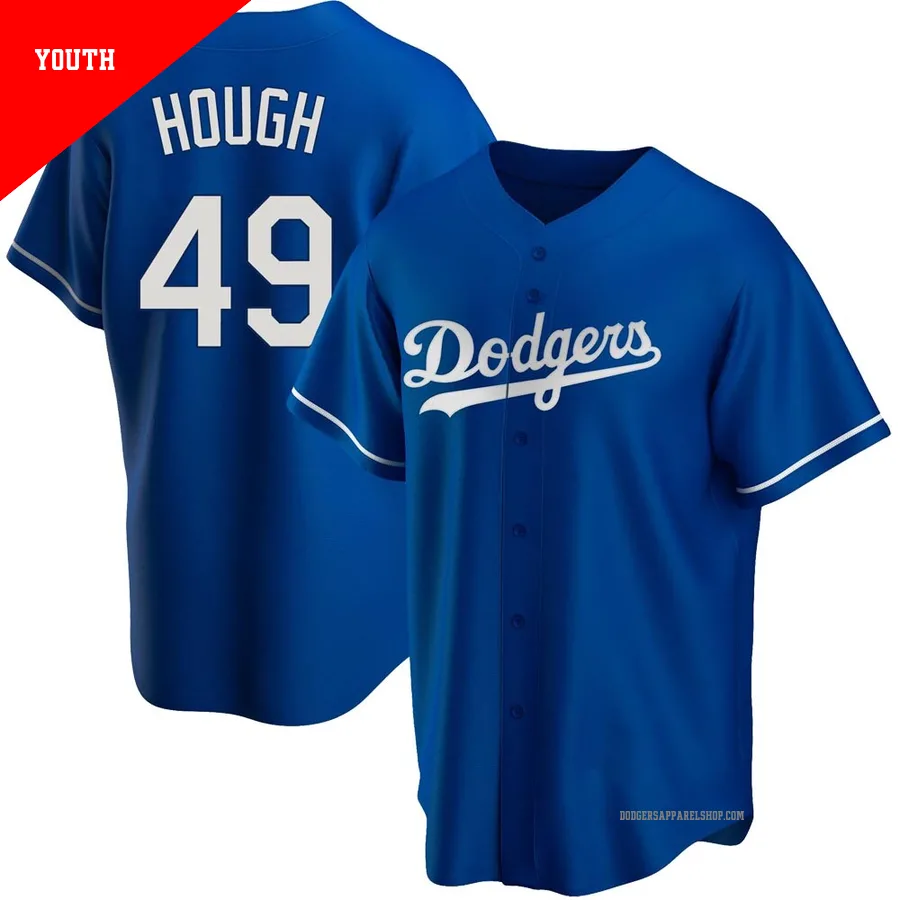 Youth Los Angeles Dodgers ＃49 Charlie Hough Royal Replica Alternate Jersey