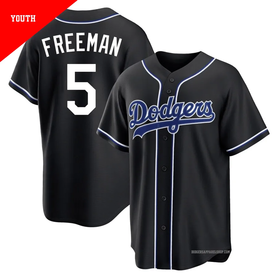 Youth Los Angeles Dodgers ＃5 Freddie Freeman Black Replica Fashion Out Jersey