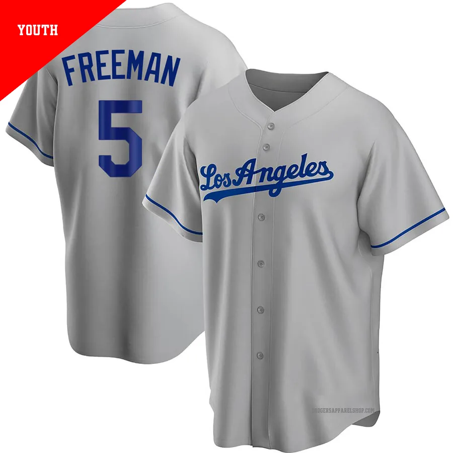 Youth Los Angeles Dodgers ＃5 Freddie Freeman Gray Replica Road Jersey