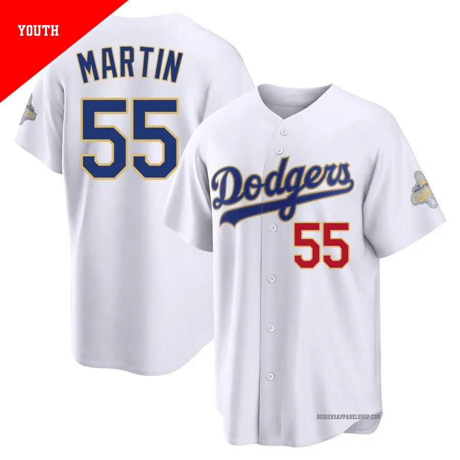 Youth Los Angeles Dodgers ＃55 Russell Martin Gold Limited White 2026 Collection Stadium Jersey