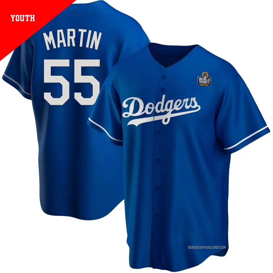 Youth Los Angeles Dodgers ＃55 Russell Martin Royal Replica Alternate 2024 World Series Jersey