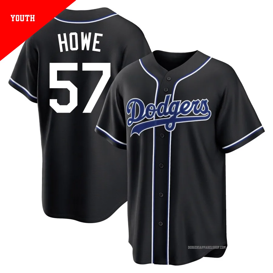 Youth Los Angeles Dodgers ＃57 Steve Howe Black Replica Fashion Out Jersey