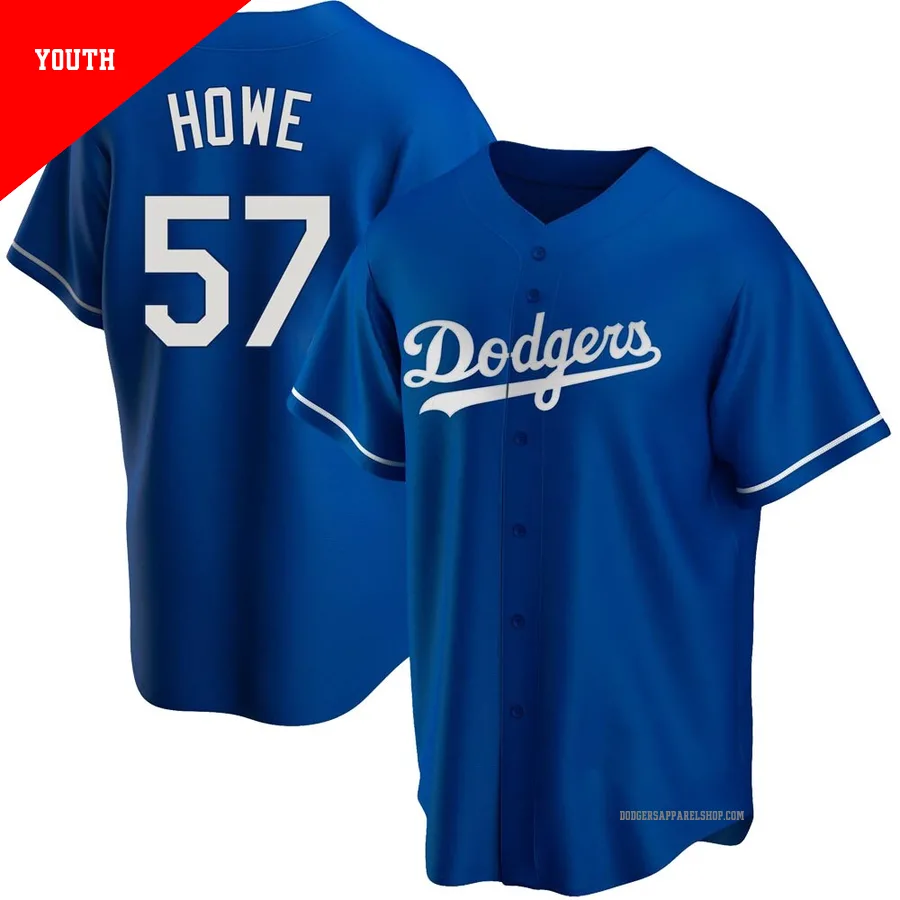 Youth Los Angeles Dodgers ＃57 Steve Howe Royal Replica Alternate Jersey