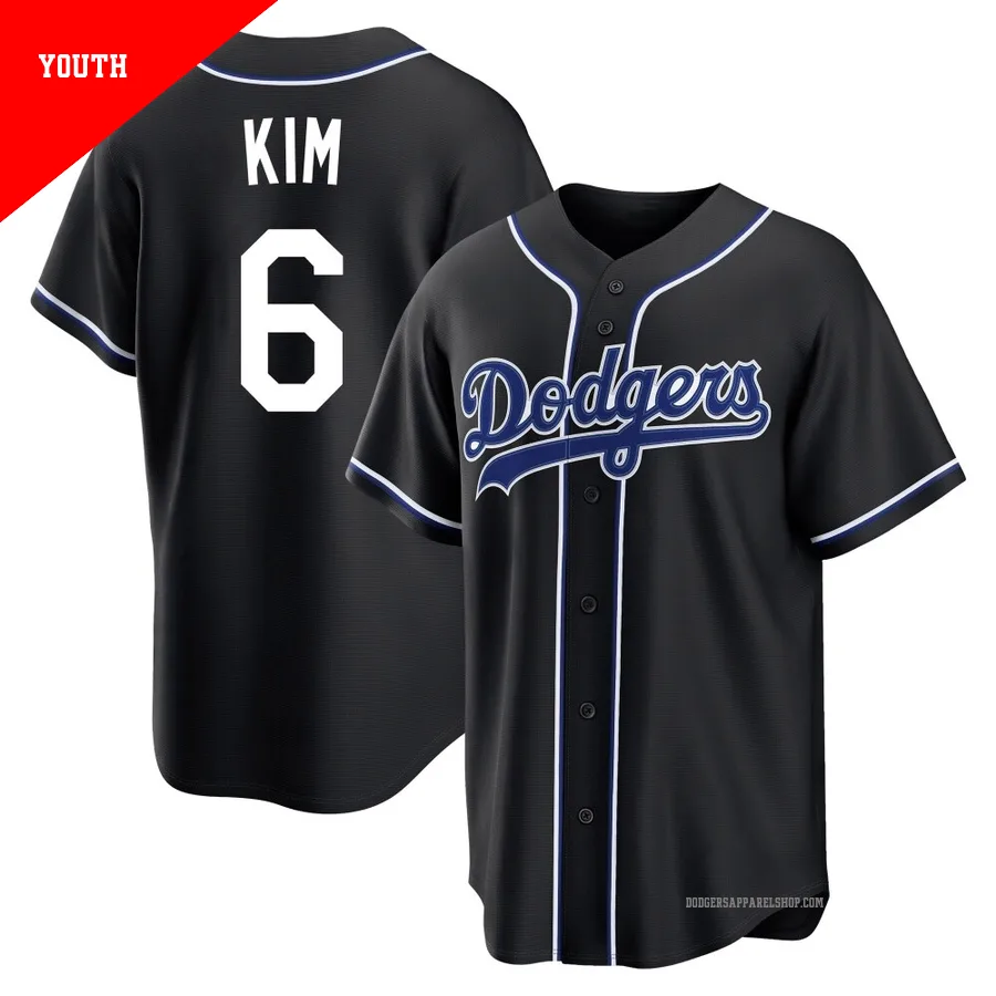 Youth Los Angeles Dodgers ＃6 Hyeseong Kim Black Replica Fashion Out Jersey
