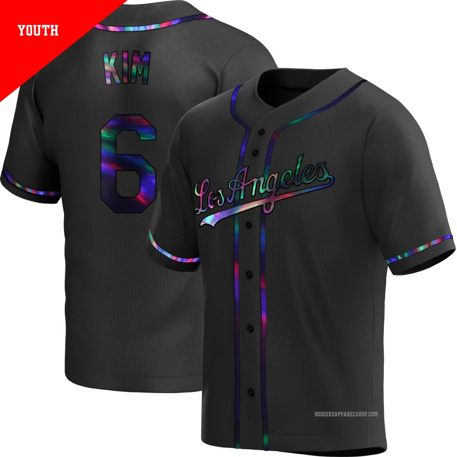 Youth Los Angeles Dodgers ＃6 Hyeseong Kim Black Replica Holographic Alternate Jersey