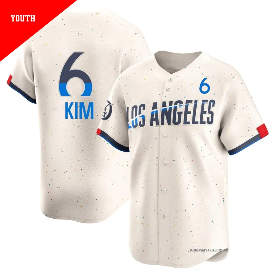 Youth Los Angeles Dodgers ＃6 Hyeseong Kim Cream Limited 2024 City Connect Jersey