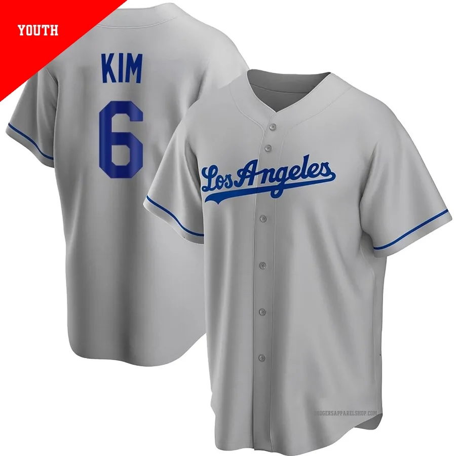 Youth Los Angeles Dodgers ＃6 Hyeseong Kim Gray Replica Road Jersey