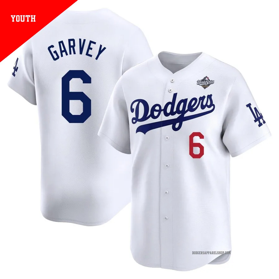 Youth Los Angeles Dodgers ＃6 Steve Garvey White Limited Home 2025 World Series Jersey