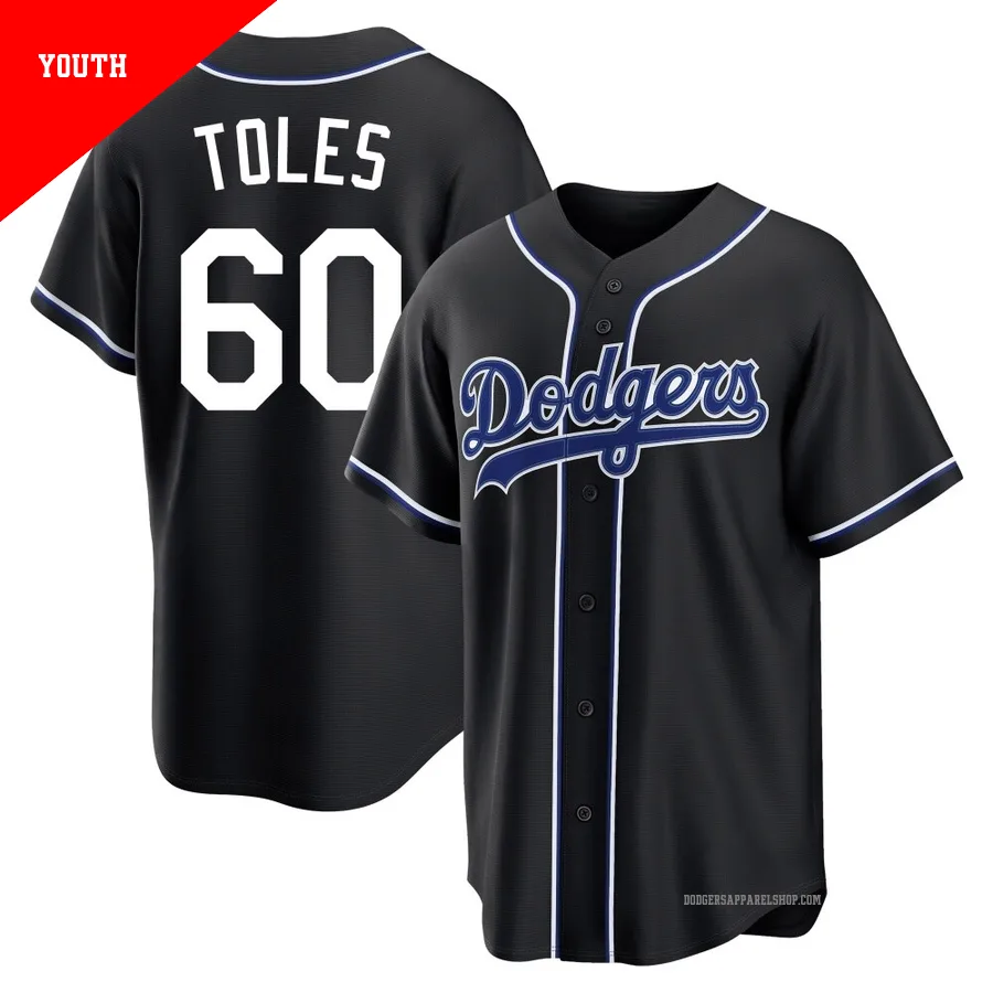 Youth Los Angeles Dodgers ＃60 Andrew Toles Black Replica Fashion Out Jersey