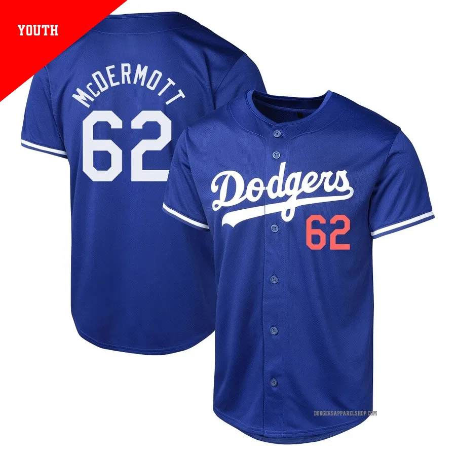 Youth Los Angeles Dodgers ＃62 Chayce McDermott Royal Limited Alternate Jersey