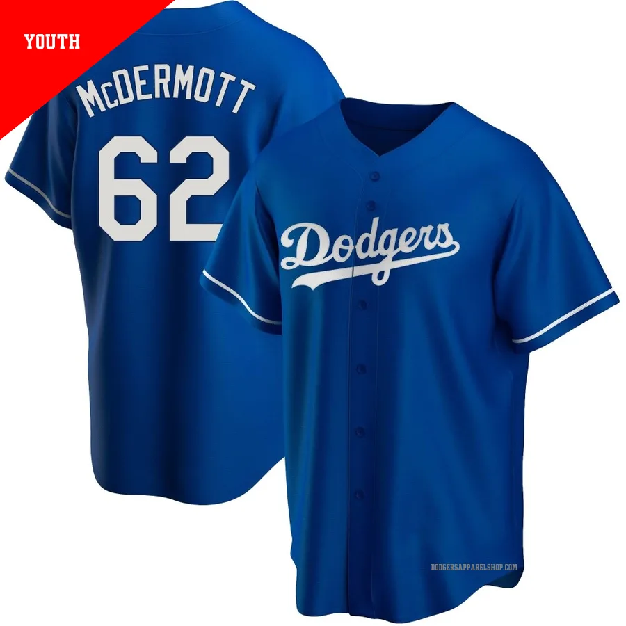 Youth Los Angeles Dodgers ＃62 Chayce McDermott Royal Replica Alternate Jersey