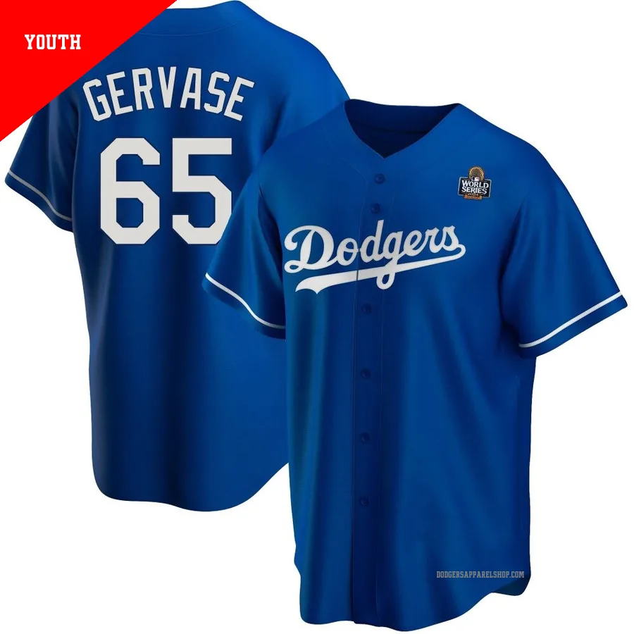 Youth Los Angeles Dodgers ＃65 Paul Gervase Royal Replica Alternate 2024 World Series Jersey