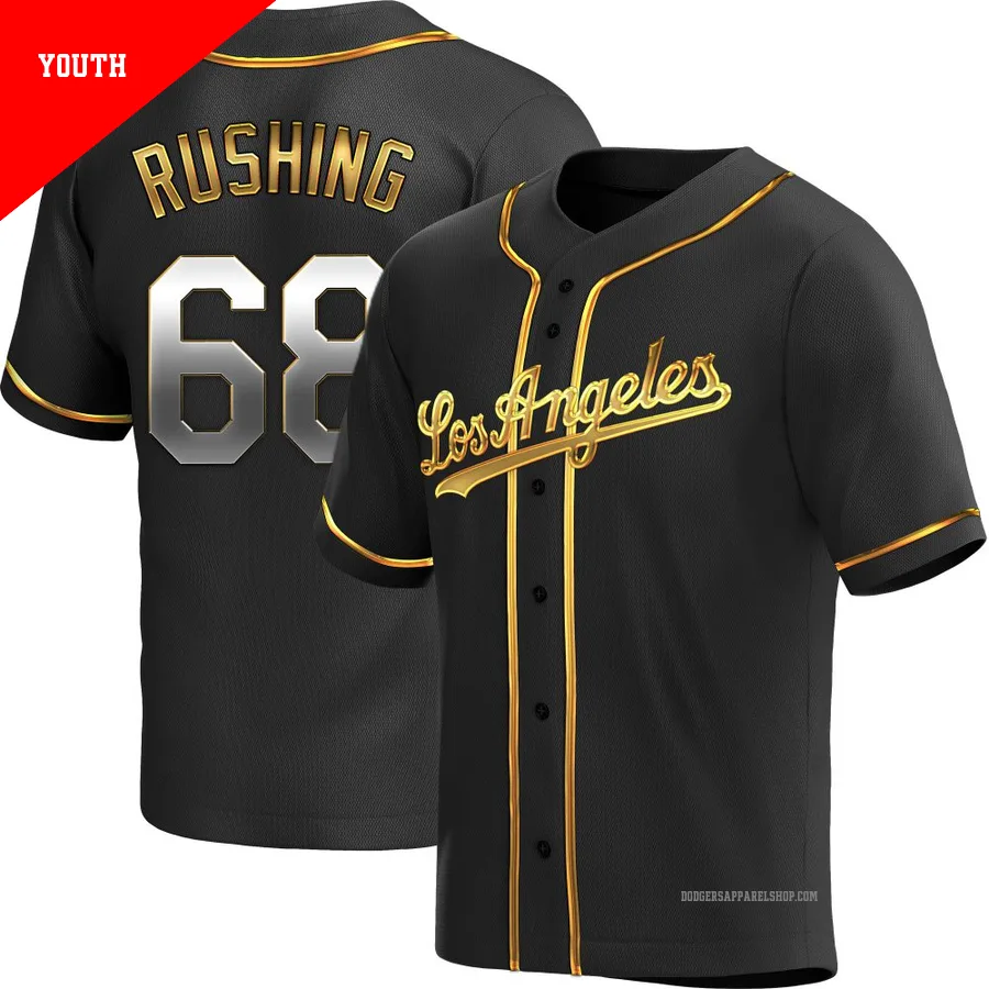 Youth Los Angeles Dodgers ＃68 Dalton Rushing Gold Replica Black en Alternate Jersey