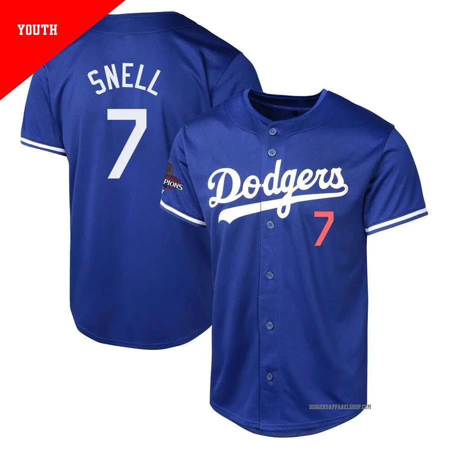 Youth Los Angeles Dodgers ＃7 Blake Snell Royal Limited Alternate World Series Champions Jersey